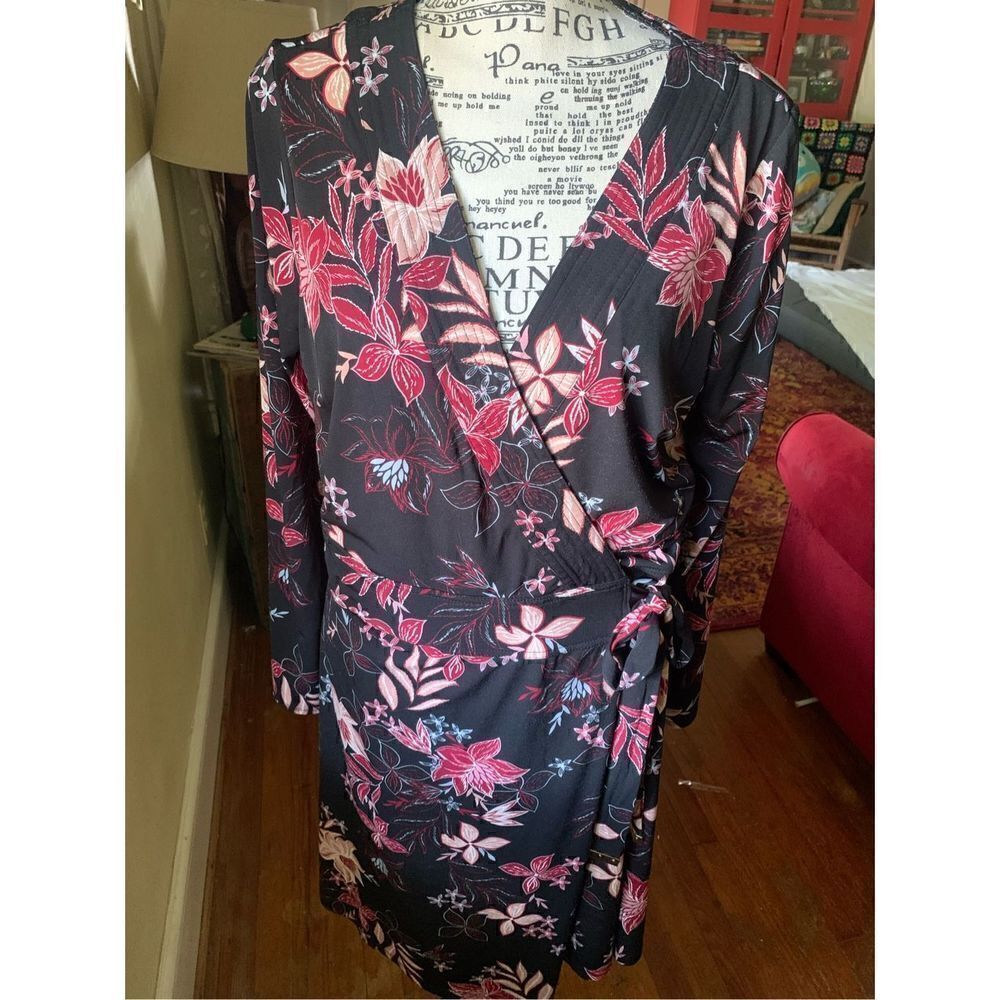 Thalia Sodi Long Sleeve Floral Wrap Dress